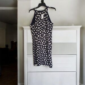 LOFT White and Blue Halter Sundress